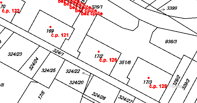 Dlouhá Ves 126, Rychnov nad Kněžnou na parcele st. 17/2 v KÚ Dlouhá Ves u Rychnova nad Kněžnou, Katastrální mapa