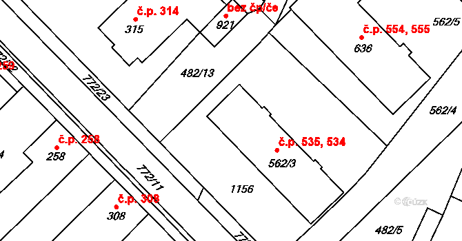 Chotěšov 534,535 na parcele st. 562/3 v KÚ Chotěšov, Katastrální mapa