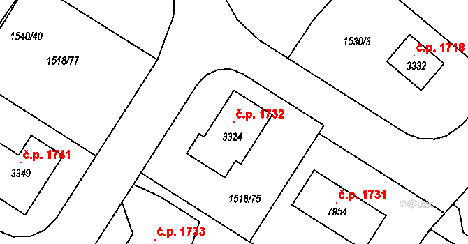Napajedla 1732 na parcele st. 3324 v KÚ Napajedla, Katastrální mapa