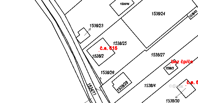 Miřetice u Klášterce nad Ohří 615, Klášterec nad Ohří na parcele st. 1538/2 v KÚ Miřetice u Klášterce nad Ohří, Katastrální mapa