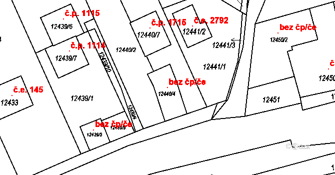 Plzeň 119059479 na parcele st. 12440/4 v KÚ Plzeň, Katastrální mapa