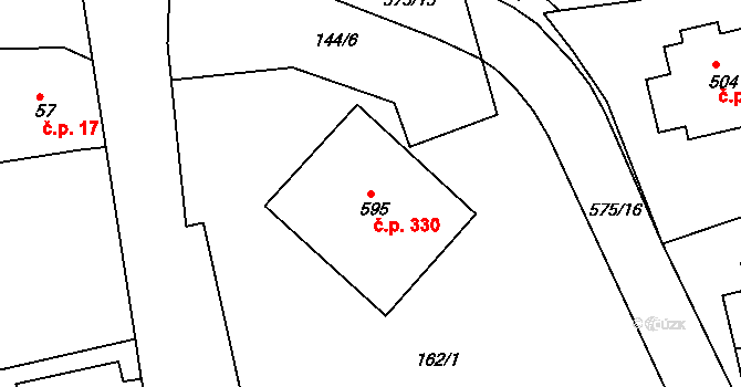 Železná Ruda 330 na parcele st. 595 v KÚ Železná Ruda, Katastrální mapa