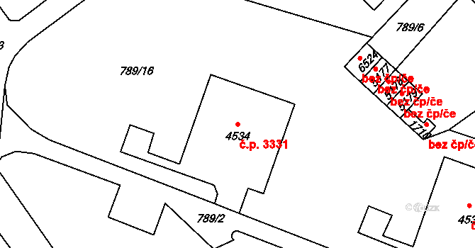 Jablonec nad Nisou 3331 na parcele st. 4534 v KÚ Jablonec nad Nisou, Katastrální mapa