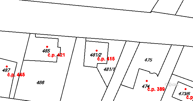 Dobrá 415 na parcele st. 481/2 v KÚ Dobrá u Frýdku-Místku, Katastrální mapa