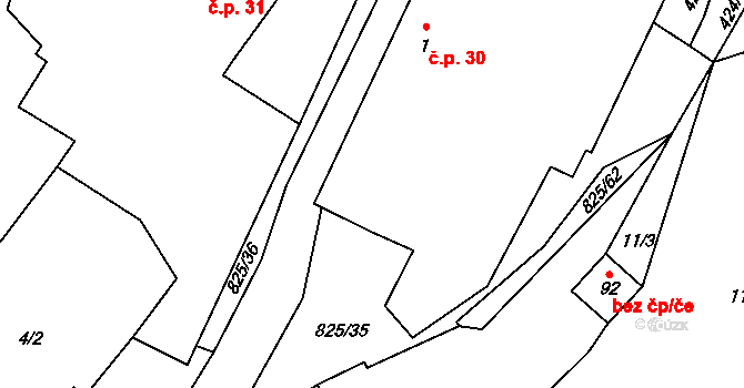 Hrbov 30, Polná na parcele st. 1 v KÚ Hrbov, Katastrální mapa