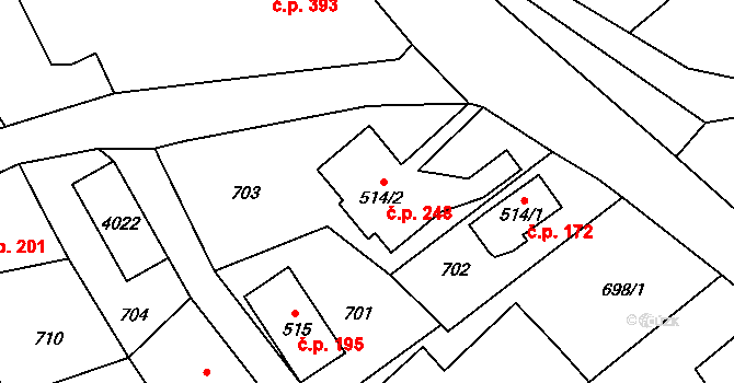 Cvikov II 248, Cvikov na parcele st. 514/2 v KÚ Cvikov, Katastrální mapa