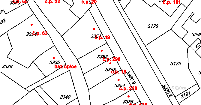 Mimoň I 296, Mimoň na parcele st. 3352 v KÚ Mimoň, Katastrální mapa