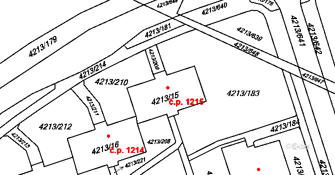 Lutyně 1215, Orlová na parcele st. 4213/15 v KÚ Horní Lutyně, Katastrální mapa