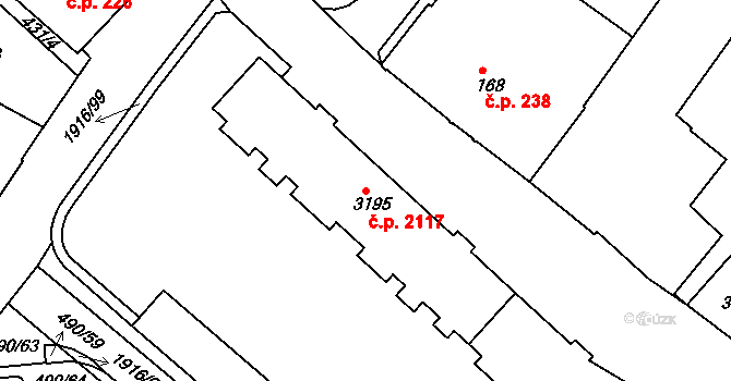 Předměstí 2117, Svitavy na parcele st. 3195 v KÚ Svitavy-předměstí, Katastrální mapa