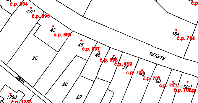 Litovel 698 na parcele st. 46 v KÚ Litovel, Katastrální mapa