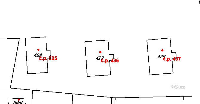 Jablůnka 436 na parcele st. 427 v KÚ Jablůnka, Katastrální mapa