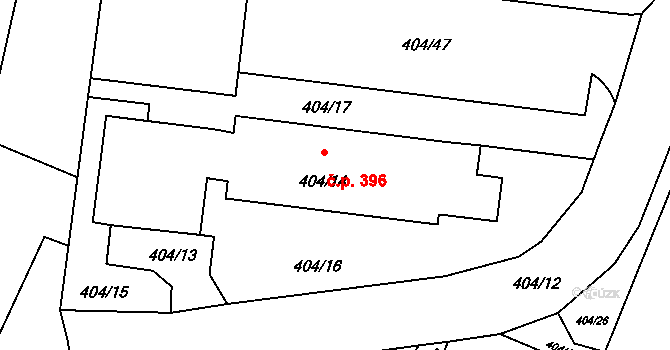 Čimice 396, Praha na parcele st. 404/14 v KÚ Čimice, Katastrální mapa