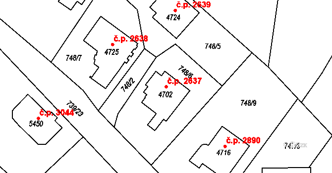 Dvůr Králové nad Labem 2637 na parcele st. 4702 v KÚ Dvůr Králové nad Labem, Katastrální mapa