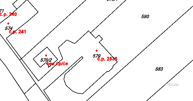České Budějovice 3 2536, České Budějovice na parcele st. 579 v KÚ České Budějovice 3, Katastrální mapa