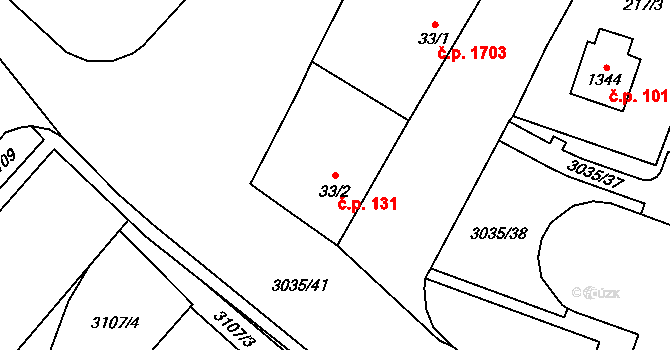 Kateřinky 131, Opava na parcele st. 33/2 v KÚ Kateřinky u Opavy, Katastrální mapa