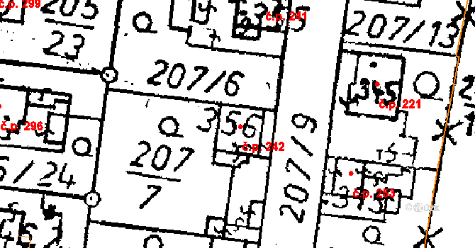 Starý Kolín 242 na parcele st. 356 v KÚ Starý Kolín, Katastrální mapa