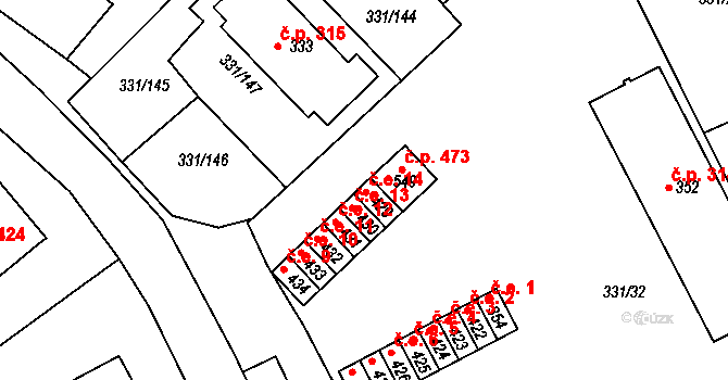 Čebín 14 na parcele st. 429 v KÚ Čebín, Katastrální mapa