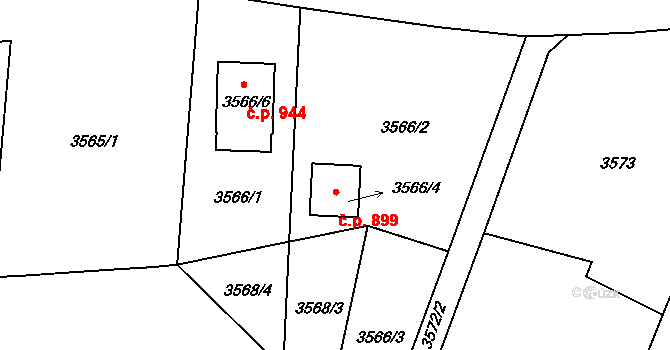 Veselí nad Lužnicí II 899, Veselí nad Lužnicí na parcele st. 3566/4 v KÚ Veselí nad Lužnicí, Katastrální mapa