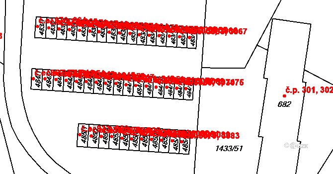 Příluky 3069,3073, Zlín na parcele st. 484/14 v KÚ Příluky u Zlína, Katastrální mapa