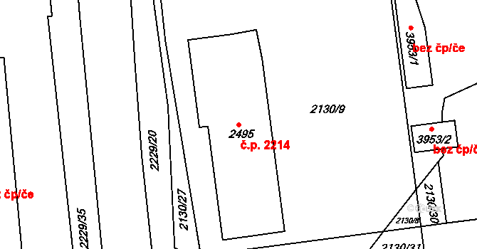 Předměstí 2214, Svitavy na parcele st. 2495 v KÚ Svitavy-předměstí, Katastrální mapa