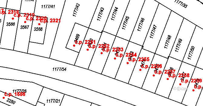 Říčany 2253 na parcele st. 3471 v KÚ Říčany u Prahy, Katastrální mapa