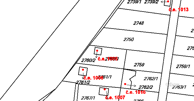 Bystřice nad Pernštejnem 1005 na parcele st. 2760/2 v KÚ Bystřice nad Pernštejnem, Katastrální mapa