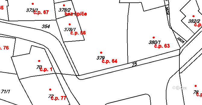 Neveklov 64 na parcele st. 379 v KÚ Neveklov, Katastrální mapa