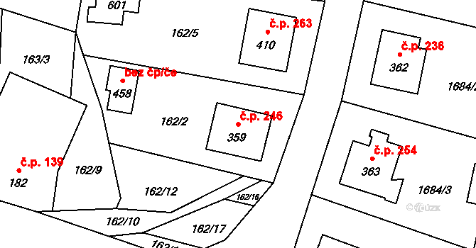 Čechtice 246 na parcele st. 359 v KÚ Čechtice, Katastrální mapa