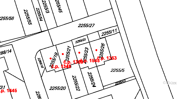 Kylešovice 1353, Opava na parcele st. 2255/26 v KÚ Kylešovice, Katastrální mapa