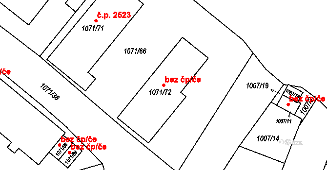 Opava 38088479 na parcele st. 1071/72 v KÚ Opava-Předměstí, Katastrální mapa