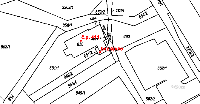 Český Těšín 41484479 na parcele st. 851/2 v KÚ Český Těšín, Katastrální mapa