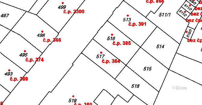 Předměstí 384, Opava na parcele st. 517 v KÚ Opava-Předměstí, Katastrální mapa
