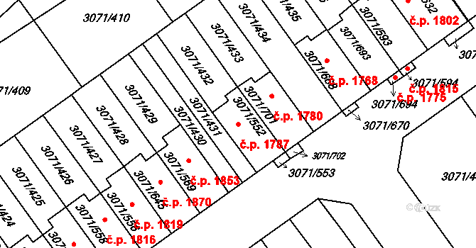 Hlučín 1787 na parcele st. 3071/552 v KÚ Hlučín, Katastrální mapa