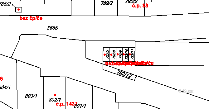 Praha 46796479 na parcele st. 792/2 v KÚ Břevnov, Katastrální mapa