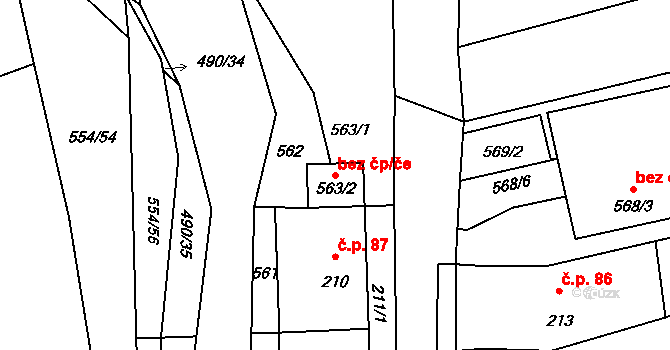 Lhota Rapotina 49400479 na parcele st. 563/2 v KÚ Lhota Rapotina, Katastrální mapa