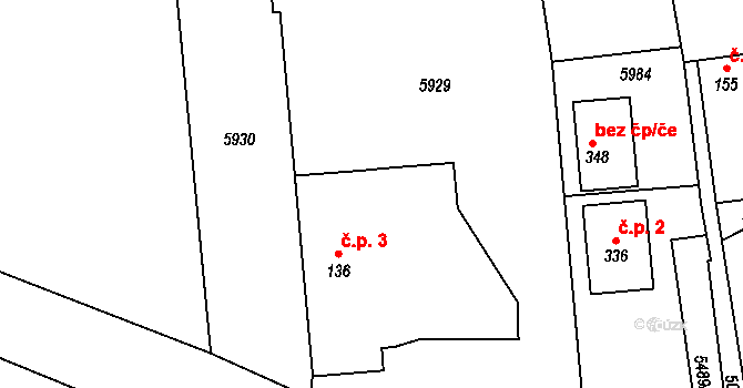 Březí 3, Slabčice na parcele st. 136 v KÚ Písecká Smoleč, Katastrální mapa