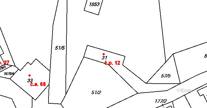 Líska 12, Česká Kamenice na parcele st. 31 v KÚ Líska, Katastrální mapa