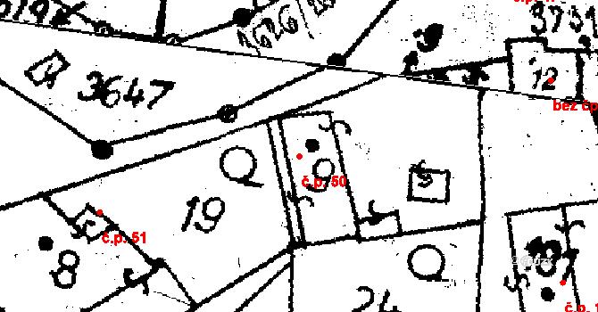 Chodská Lhota 50 na parcele st. 9 v KÚ Chodská Lhota, Katastrální mapa