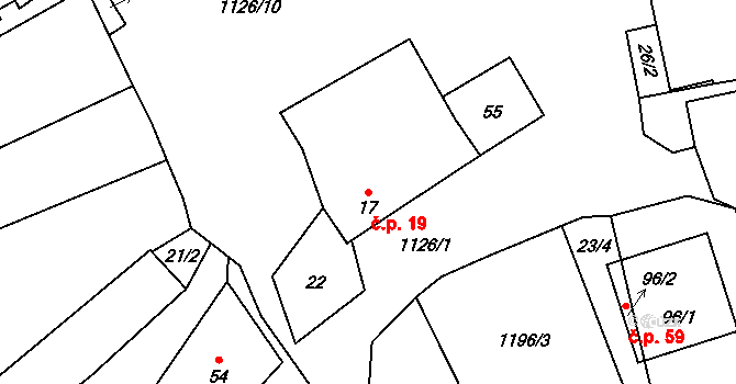 Číhaná 19, Úněšov na parcele st. 17 v KÚ Číhaná, Katastrální mapa
