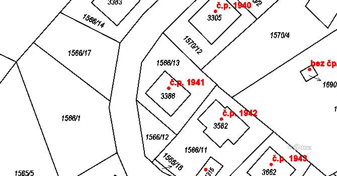 Náchod 1941 na parcele st. 3386 v KÚ Náchod, Katastrální mapa
