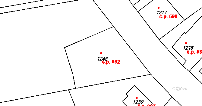 Štramberk 662 na parcele st. 1248 v KÚ Štramberk, Katastrální mapa