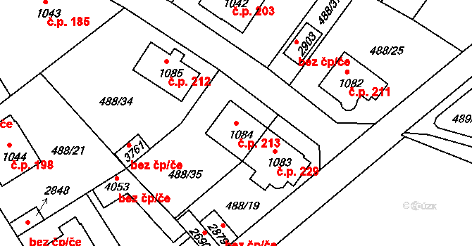 Horní Brána 213, Český Krumlov na parcele st. 1084 v KÚ Český Krumlov, Katastrální mapa