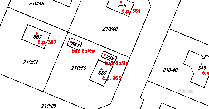 Konárovice 91786479 na parcele st. 562 v KÚ Konárovice, Katastrální mapa