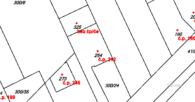 Vrbátky 212 na parcele st. 254 v KÚ Vrbátky, Katastrální mapa