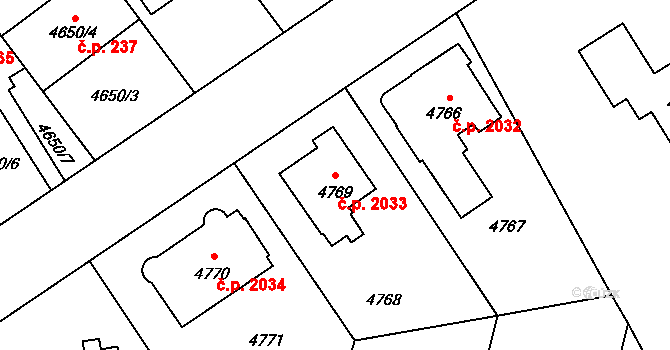 Přerov I-Město 2033, Přerov na parcele st. 4769 v KÚ Přerov, Katastrální mapa