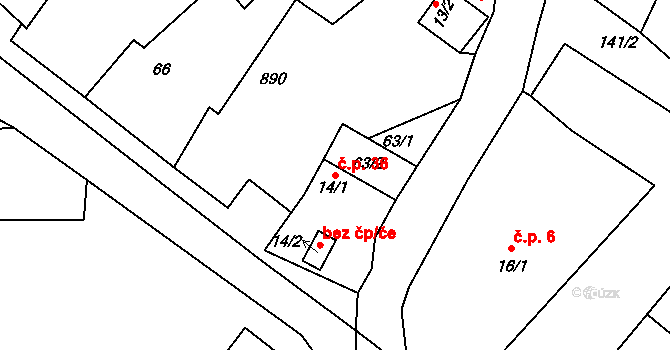 Janovická Lhota 36, Uhlířské Janovice na parcele st. 14/1 v KÚ Janovická Lhota, Katastrální mapa