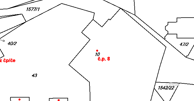 Vidžín 8, Úterý na parcele st. 10 v KÚ Vidžín, Katastrální mapa