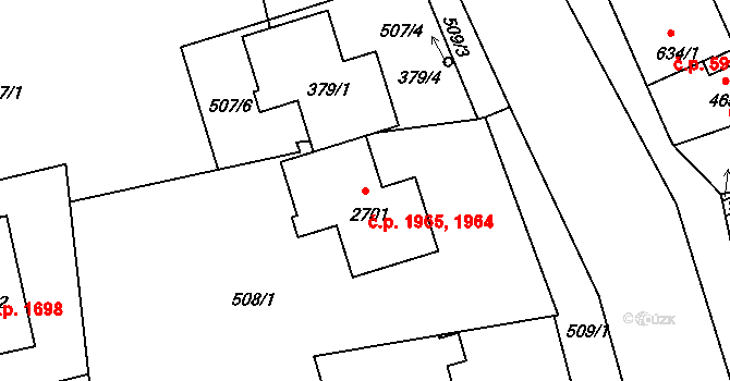 Nymburk 1964,1965 na parcele st. 2701 v KÚ Nymburk, Katastrální mapa