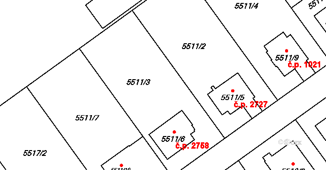 Jihlava 3673 na parcele st. 5511/3 v KÚ Jihlava, Katastrální mapa