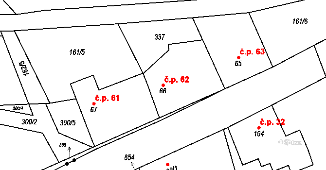 Vysoká Pec 62, Bohutín na parcele st. 66 v KÚ Vysoká Pec u Bohutína, Katastrální mapa